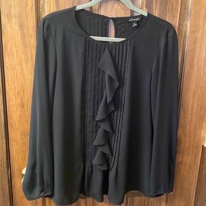 Banana Republic Black Ruffle & Pleated Blouse